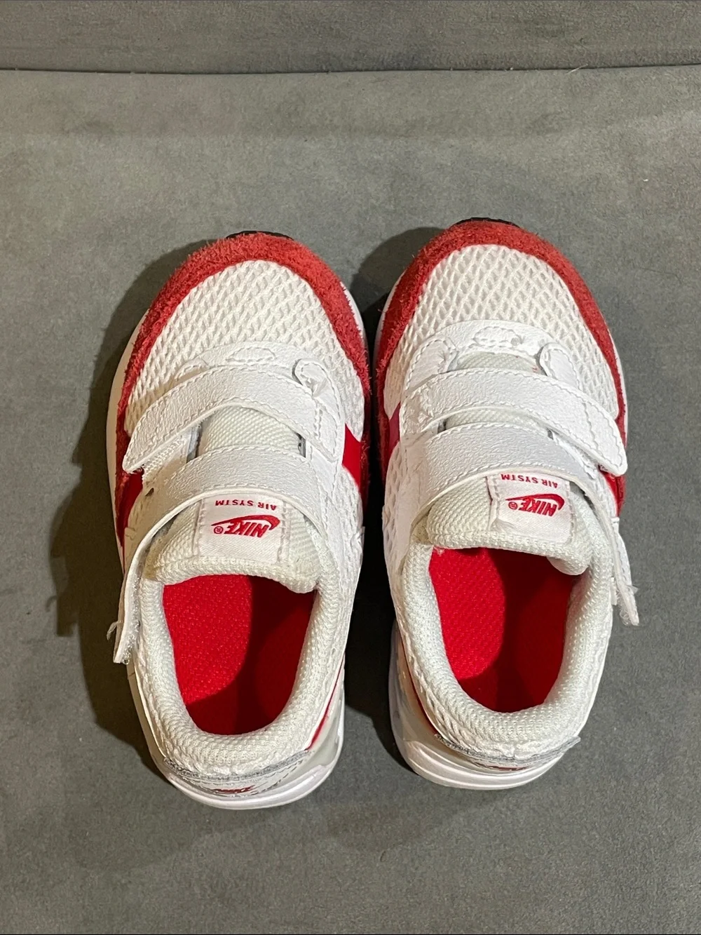 Nike Air Max 6C Sneakers Baby Toddler White Red Hook & Loop Athletic Shoes